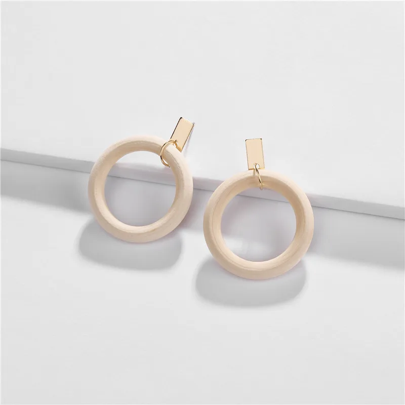 

Women Jewelry Wood Circle Drop Pendant Earrings Boho Bohemian Ethic Statement Earring for Women