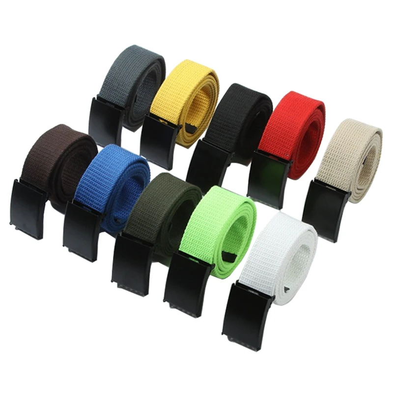 

Men Women Unisex Plain Webbing Cotton Canvas Belt High Quality Belts Male Luxury Casual Straps Ceintures