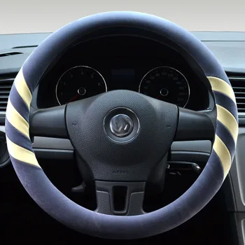 

New car steering wheel cover winter short plush flocking handle velvet warm non-slip lint