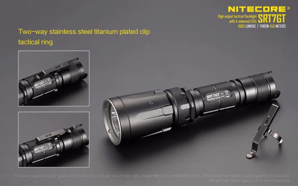 Nitecore SRT7GT XP-L Hi V3 красный зеленый синий УФ-Фонарик Макс 1000LM луч расстоянии 450 м тактический фонарь + 1 шт. 3400 мАч батареи