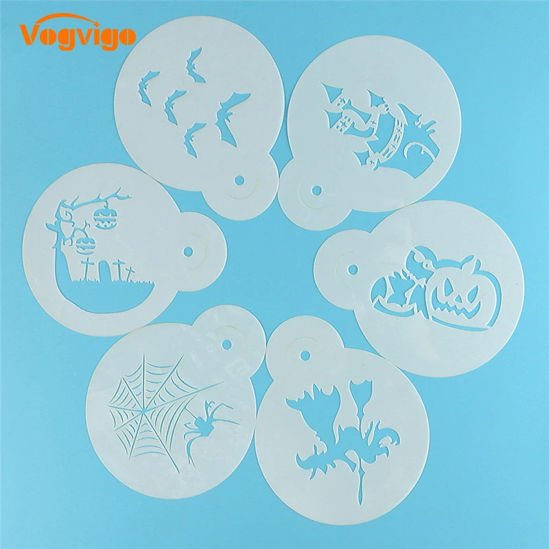 

VOGVIGO New Cake Decorating Tools Coffee Mold Garland Mold Fancy Coffee Printing Model Mould Thick Cafe Foam Spray Template 6PCS