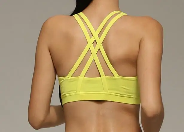 New womens sports bra yoga crop top vest all sizes - Цвет: yellow