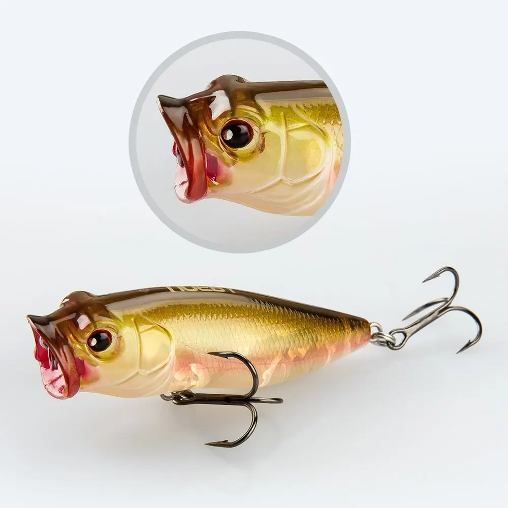 

Noeby Floating Popper 2pcs 45mm 4.5g Fishing Topwater Poper Lure VMC Hooks Crank Baits