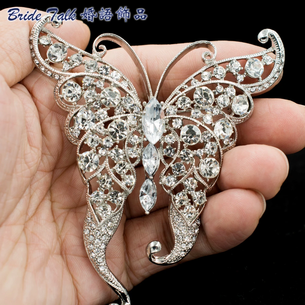 ON SALE Butterfly Brooches Crystals Rhinestone Animal Pins Broaches for Women Jewelry Accessories Gifts 3683