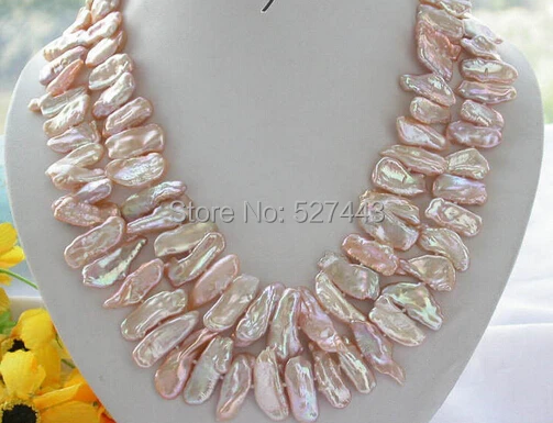 

Wholesale free shipping >>32" PINK DENS BIWA CULTURED PEARL NECKLACE