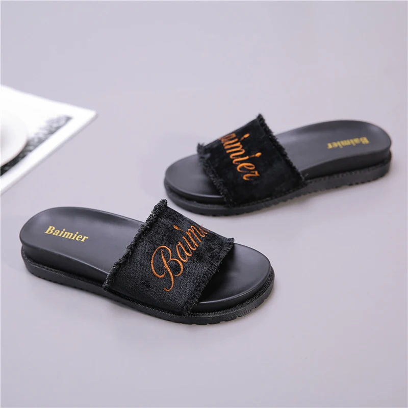 womens denim slides