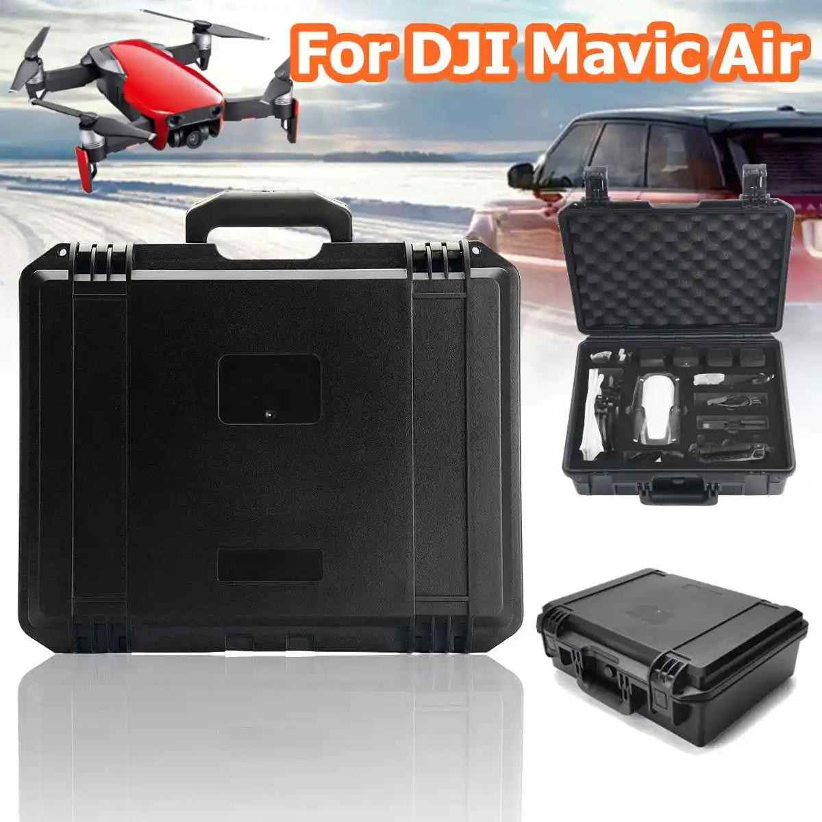 

a Black Blue Yellow Waterproof light Carrying Case for DJI Mavic Air in with Acrylonitrile Butadiene Styrene and EVA materials