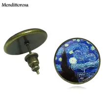 Mendittorosa Ван Гог Звездная ночь ювелирные изделия бронза/серебро/золотой клип ушной крючок серьги гвоздики ювелирные изделия кристалл подарок