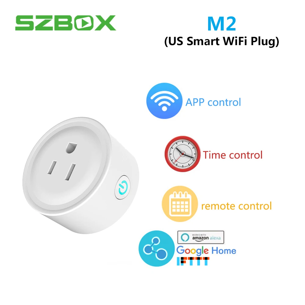 

M2 Smart WiFi Plug 2.4G Wireless Remote Socket Adaptor Power on and off with phone Work With Alexa Voice Control