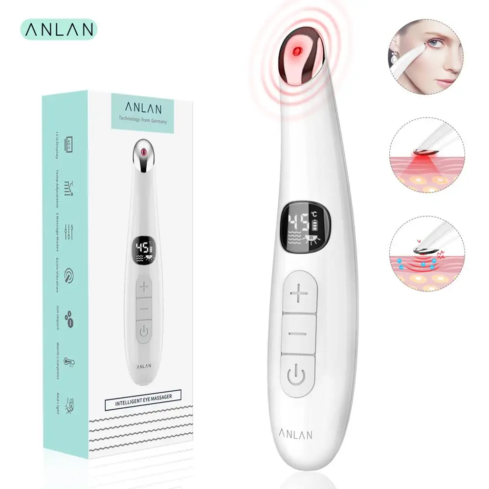 Pаспродажа ANLAN, Электрический массажер для глаз, против морщин, для массажа глаз, против старения, для ухода за глазами, светодиодный, с экраном, горячий ...