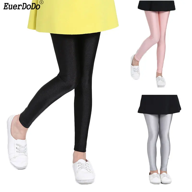 

Shiny Spring Autumn Girl Leggings Pure Color Elastic Girl Pants Children Kids Pants Girl Clothes 3-12 Years Skinny Trousers