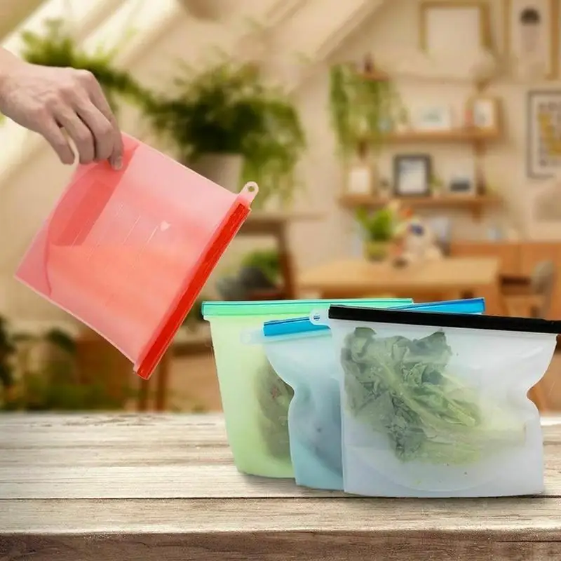 

Reusable Silicone Vacuum Seal Food Fresh Bag Fruit Meat Milk Storage Containers Refrigerator Bag Ziplock Kitchen Organizer