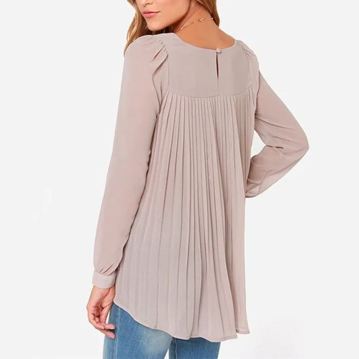 Ladies Office Shirts 2019 New Fashion Women Blouse Chiffon Blouses Long Sleeve Pleated Tops plus size blusas shirt 5XL long sleeve tops