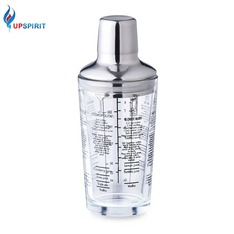 UPSPIRIT 350ml Glass Cocktail Shaker Mixer with Measurement Drink