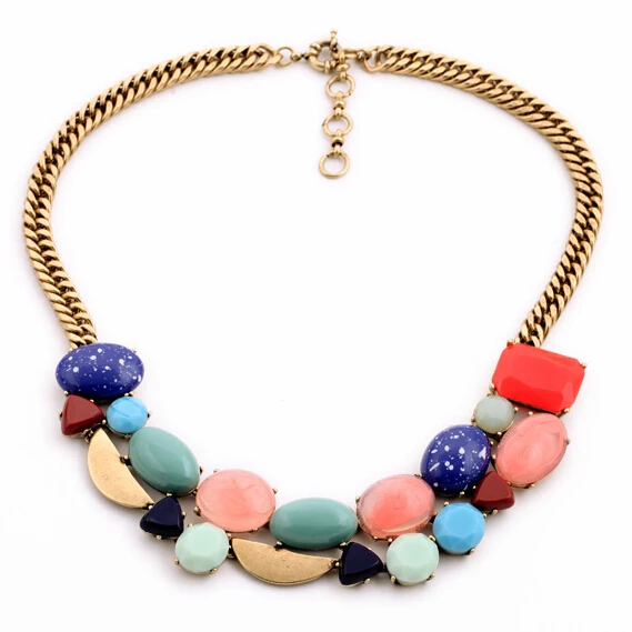 

Wing Yuk Tak Promotion Trendy New Collier Collares Resin Necklace Fashion Summer Design Irregular Candy Color Necklace Women