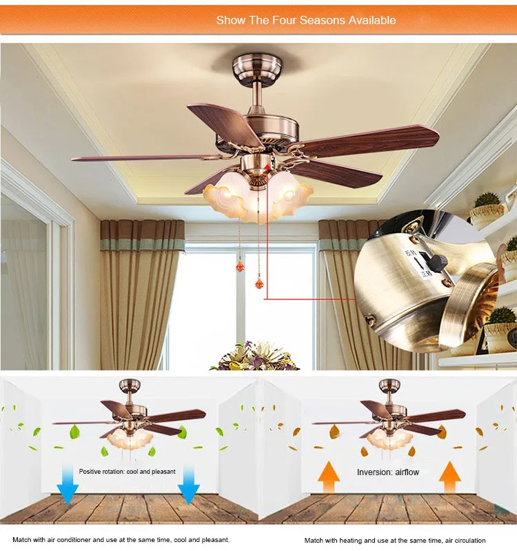 Led Retro Ceiling Fan Light Nordic Simple Dining Room Living Room