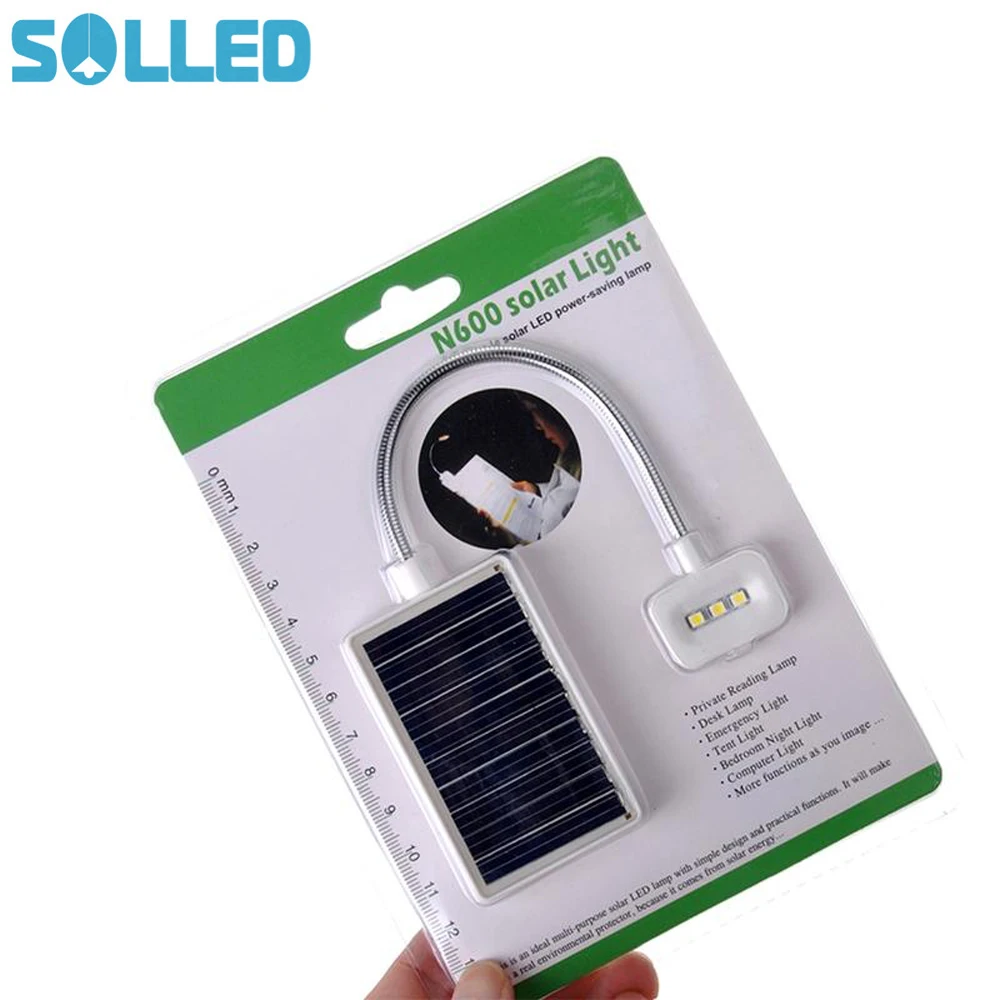 

SOLLED 3 LED Solar/USB Power Charging Flexible Clip Bedside Reading Study Light Desk Table Lamp