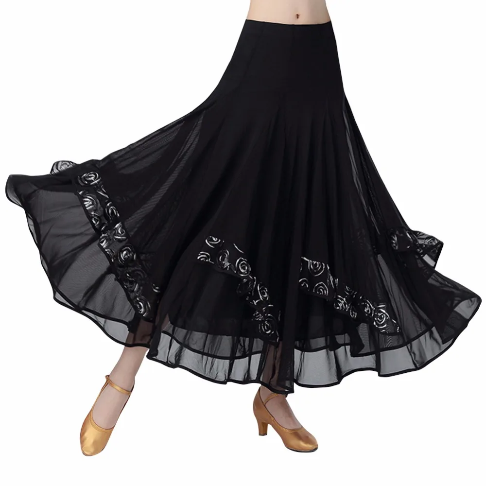 Бальные Танцы юбка цветок Длинные Длина жабо распространения НИЗ элегантный современный Танцы юбка макси Для женщин Латинской Танго