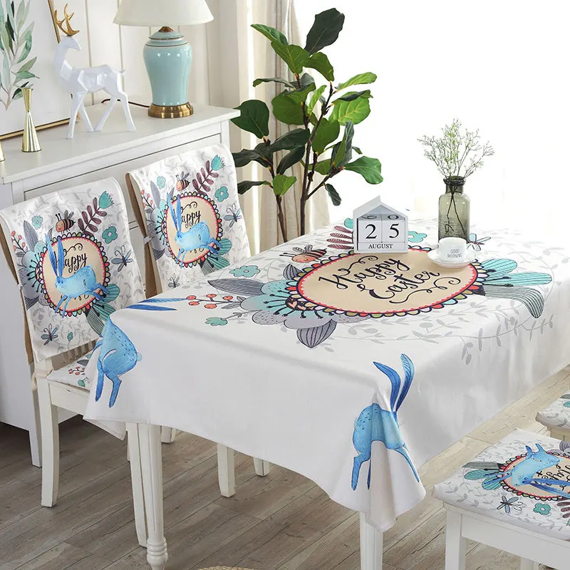 Proud Rose Waterproof Linen Table Cloth Cartoon Table Cover Chair Set Pillowcase Cover Towel European Tablecloths Chair Cushion