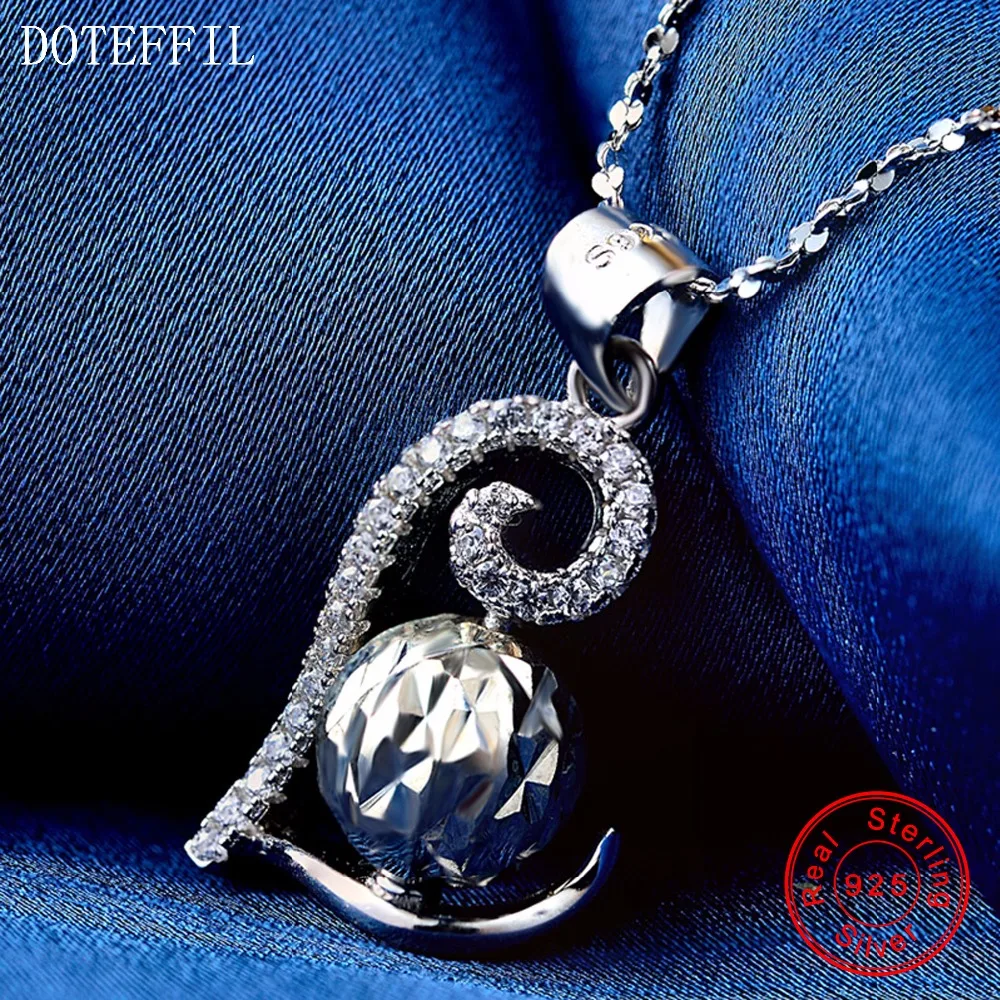 12mm Round Bead Necklace 925 Silver Woman Charm Heart Pendant High Quality Zircon Jewelry | Украшения и аксессуары
