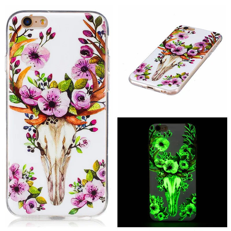 

2Pcs For Iphone 6 iphone6S Case Luminous Animal Anime Silicone TPU Skin Soft Back Cover Phone Case for Iphone 6 6G 6S 4.7