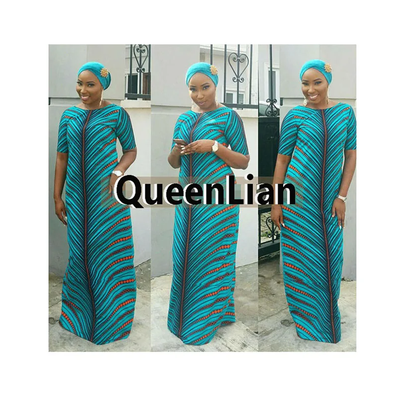 Африканский Дашики Дашики традиционная мода шаблон дизайн Базен супер эластичные вечерние платья для леди(KQ - Цвет: blue