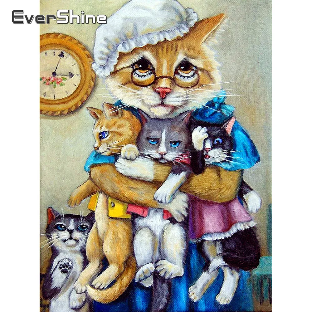 EverShine DIY Алмазная вышивка с котом картина из страз 5D алмазная Полная площадь