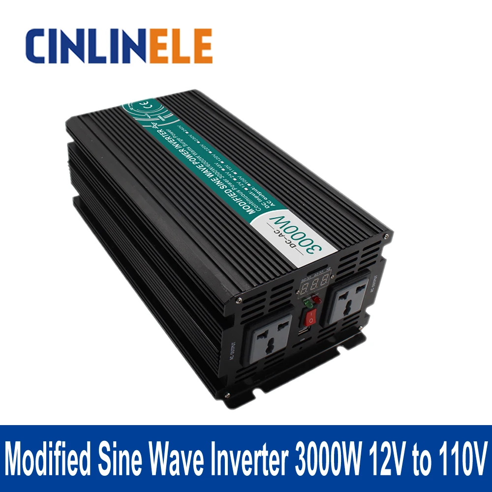 

Modified Sine Wave Inverter 3000W CLM3000A-121 DC 12V to AC 110V 3000W Surge Power 6000W Power Inverter 12V 110V