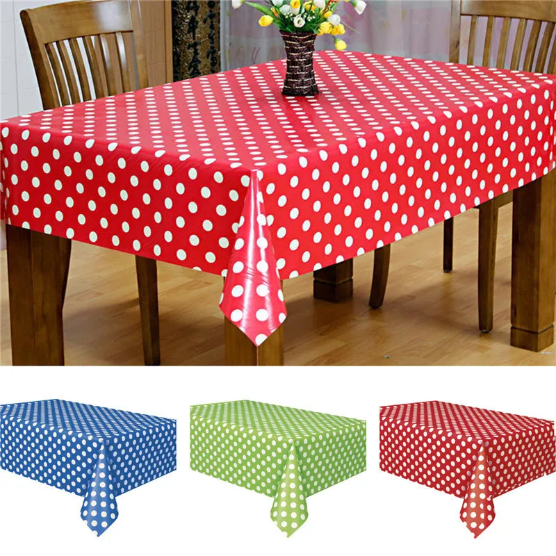 137x274cm Dot Printing Disposable Tablecloth PEVA Anti Oil Table Cloth