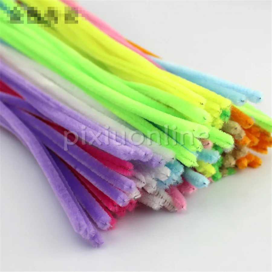 100pcs/lot J6343 Colorful Mixed Iron Wire Covered Lint Children Toys Using Maker Parts toys