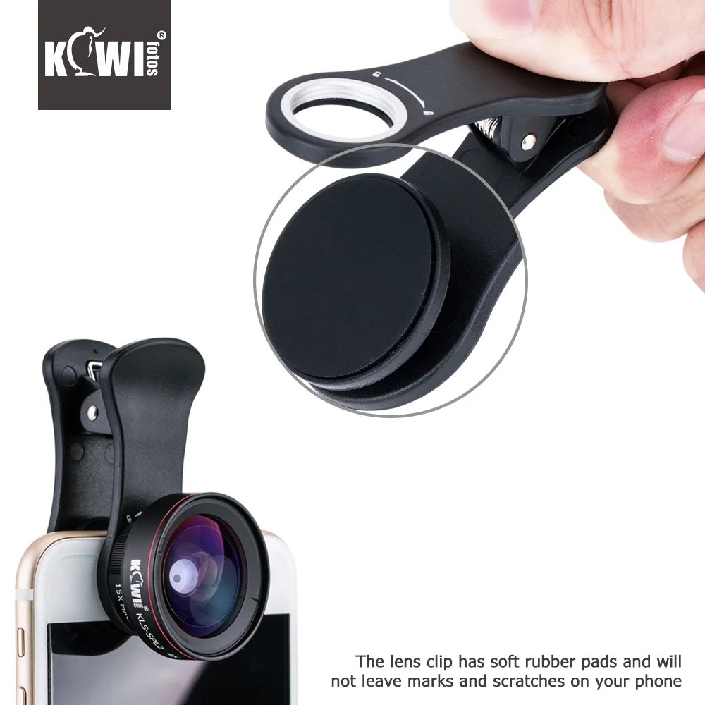 KIWI Smartphone Lens Wide Angle Macro Cell Phone Lenses 15x for Iphone 6/7/7plus/8/8x Samsung Sony Mobile Phone