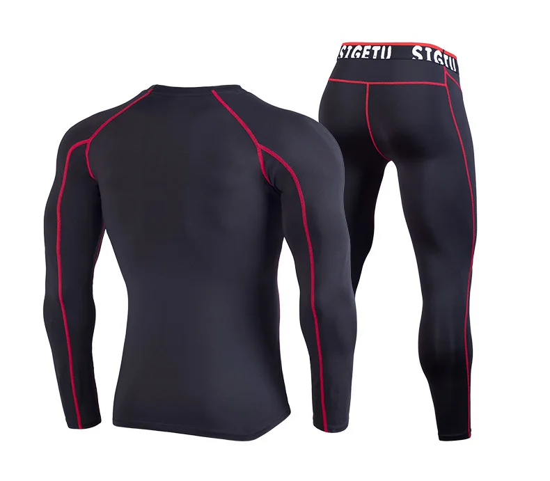 Man Compression Sports Suit Quick drying Perspiration Fitness Training MMA Kit rashguard Male Sportswear Jogging Running Clothes (19)