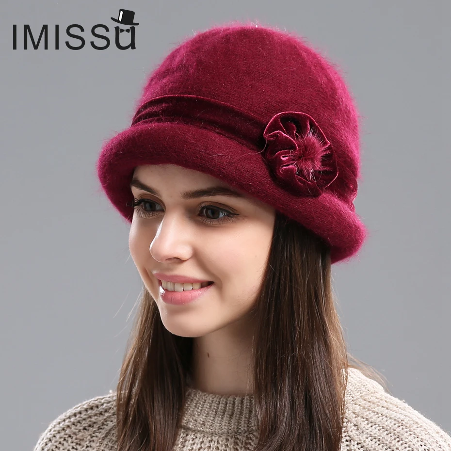 IMISSU Осень Зима Fedora Кролика Hat для Женщин Мода Повседневная Cap Твердые Цвета Gorros