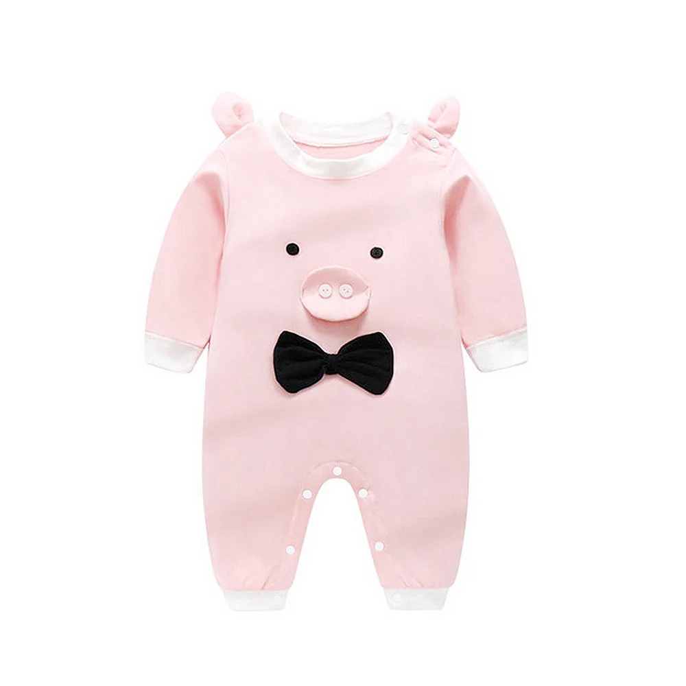 Одежда для маленьких мальчиков с героями мультфильмов хлопок Pig Ползунки длинным