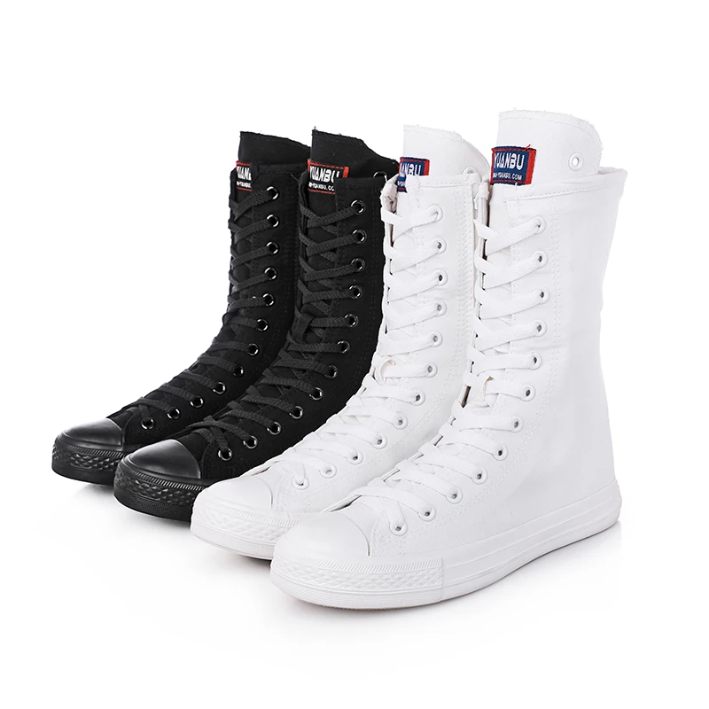 

Women street skateboarding boots ladies fashion Canvas flat Shoes female zip white Shoes girls flats women elevator boots