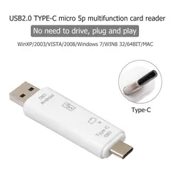 Новый USB 3,1 type-C USB-C для USB 2,0 кардридер высокая скорость Micro 5Pin память OTG для SD TF кардридер для Macbook