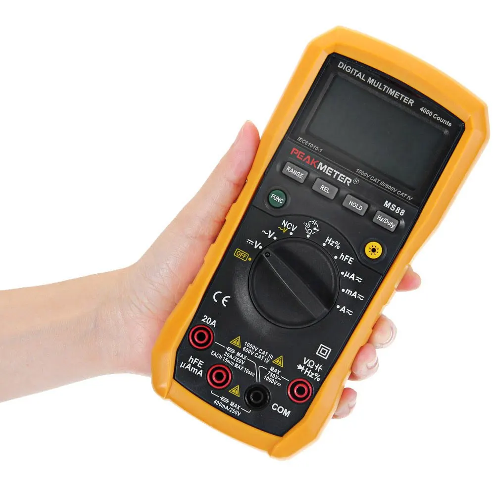 PEAKMETER MS88 Digital Multimeter 4000 Counts Auto Manual Range AC DC