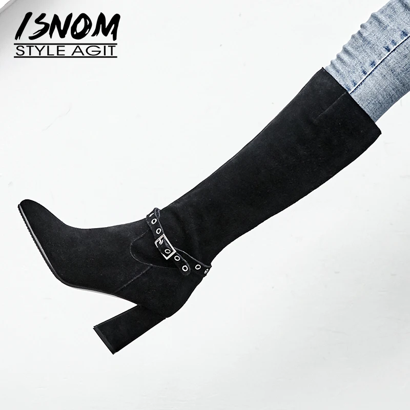 Duan Frauen Stiefel Cm Boot High Black Spitz Winter Knie Plus Größe Mao 8 Frau Hohe Kuh Zip 2018 43 Wildleder black Mao8 Isnom Cm Schuhe Heels Weibliche Hou 33 xP1ItfPw