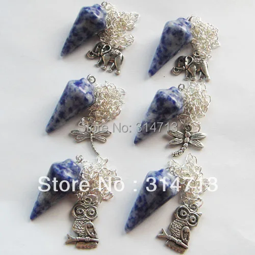 

(Min.order 10$ mix) Beautiful 6pcs/lot Wholesale Sodalite Pendulum pendant bead LO-1