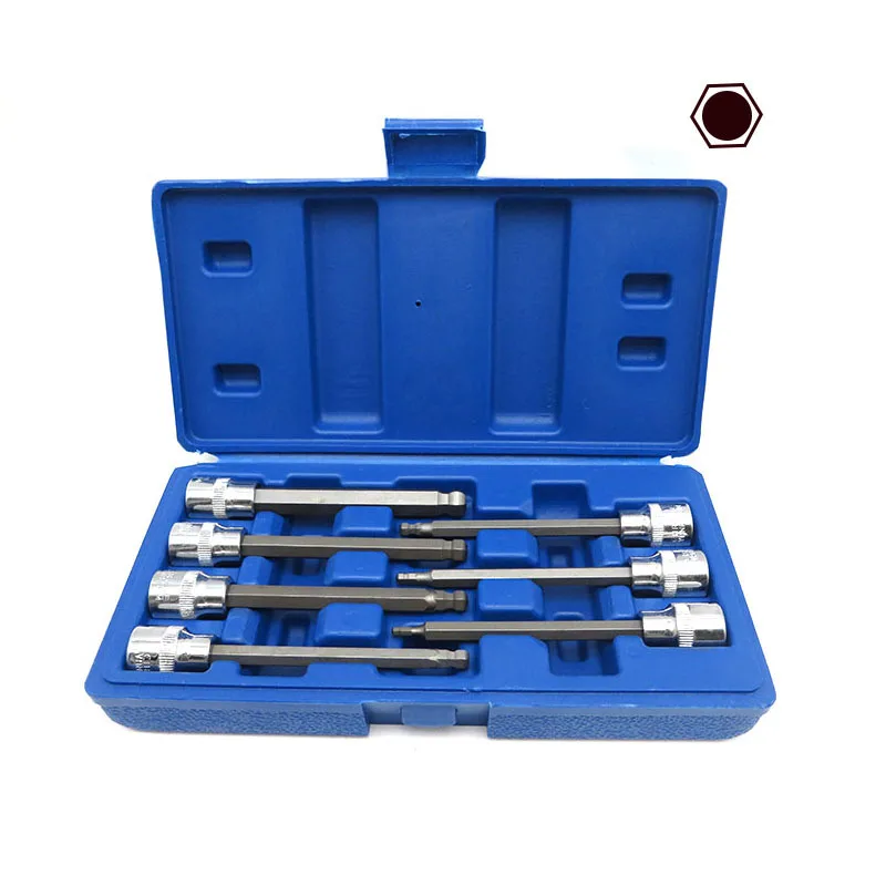 

7PC 3/8 Inch Drive Socket Set Ball Style Extra Long Hex Bit Socket Set 110mm ,CRV For Auto/Car Repair and Home Use