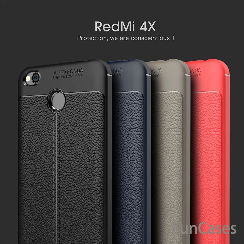 Redmi 4X Case Leather Grained Luxury TPU Shockproof Back Cover For Xiaomi Pro Prime 16GB 32GB Redmi4X mi casa | Мобильные телефоны