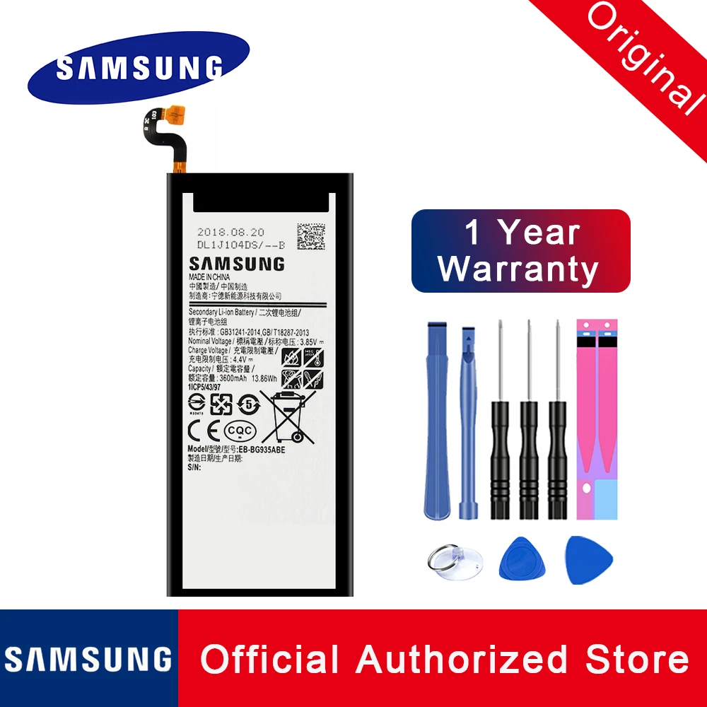 

Original Li-ion Battery For Samsung Galaxy S7 Edge SM-G935 EB-BG935ABE Mobile Phone Replacement batteria akku 3600mAh +Free Ship