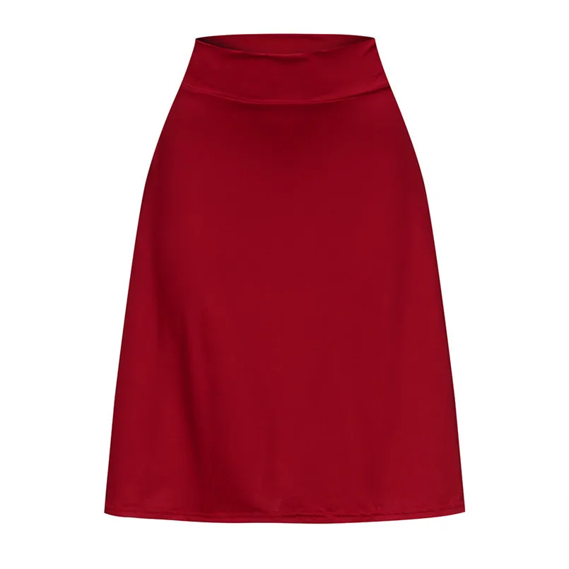 S-XXL Women Basic Solid Stretch Elastic High Waist Flare Pockets A Line Skirts Milk Fiber Thin Women Girls Short Skirts 35AP24 (1)
