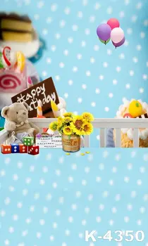 

Photographic Backdrop Thin Vinyl Happy Birthday Party Sunflowers Children Photo Studio Backdrops Blue Spot