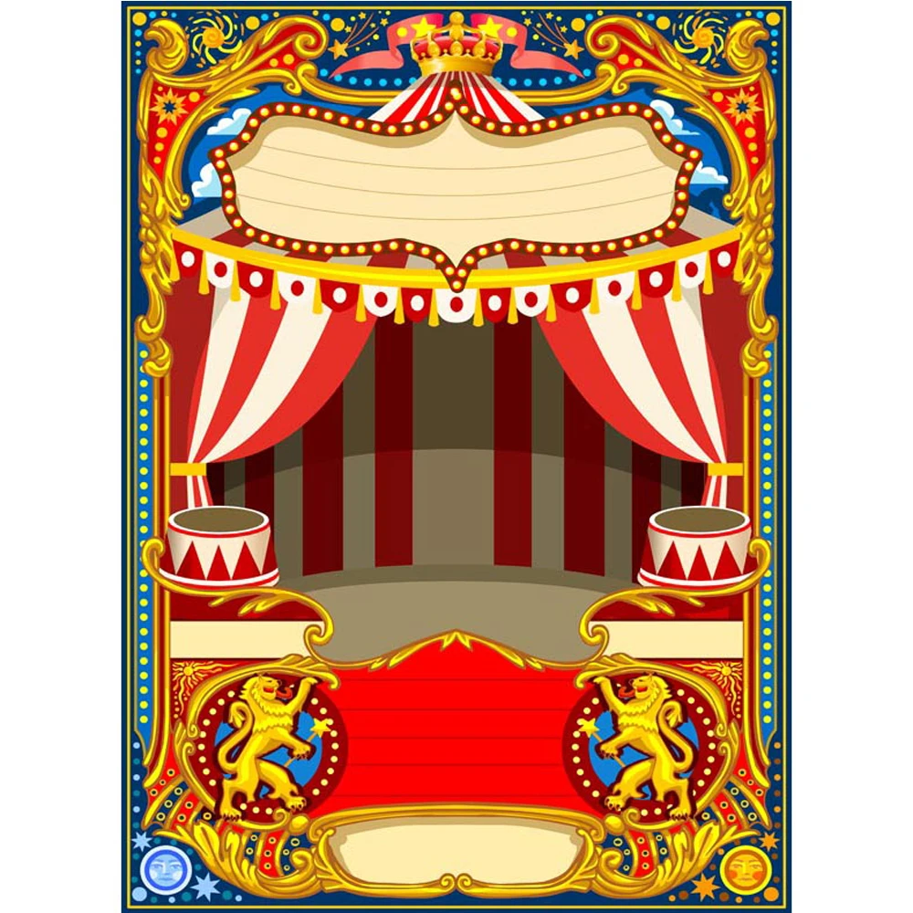 Leowefowa Welcome to The Carnival Backdrop 5x3ft Vinyl Photography Backgroud Colorful Balloons Red Curtains Mask Star Festival Celebration Party Poster Children Adult Portraits