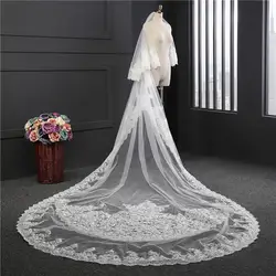 Super Long 3.8 м ширина 1.8 м два слоя невеста вуаль края шнурка suzhou элегантной вышивкой 2018 Новый церквей Длинные хвост свадебная фата