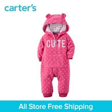 1pcs cute 3D animal ears Hooded polka dots Fleece Jumpsuit Carter’s baby girl fall winter clothing 118H712