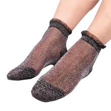 Женские модные блестящие носки для девочек; сезон весна-лето; тонкие сетчатые прозрачные женские носки; мягкие удобные носки; Z0307