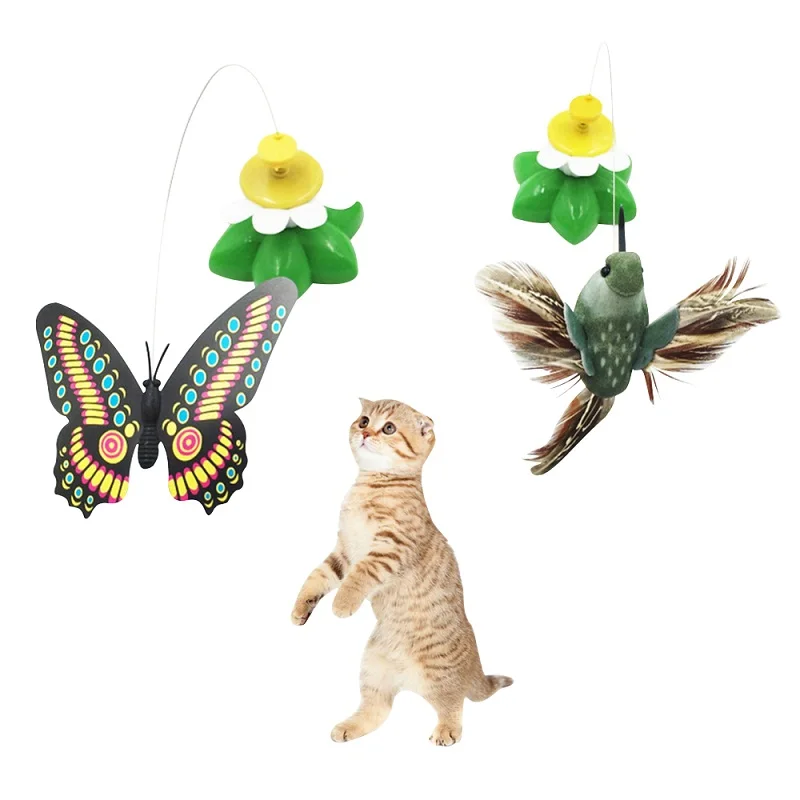 

Pet Cat Electric Rotating Butterfly Bird Rod Wire Cat Teaser Play Toy Hot
