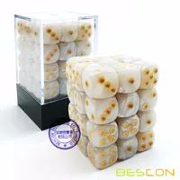 Bescon 12mm 6 Sided Dice 36 in Brick Box, 12mm Six Sided Die (36) Block of Dice, Marble White 1
